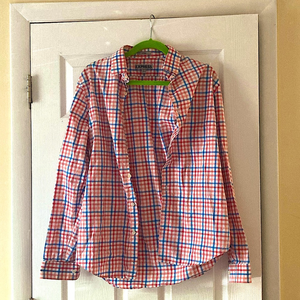 Express Fitted Button Down Long Sleeve Shirt